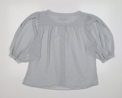 Purple Womens Grey  Chiffon Basic Blouse Size M