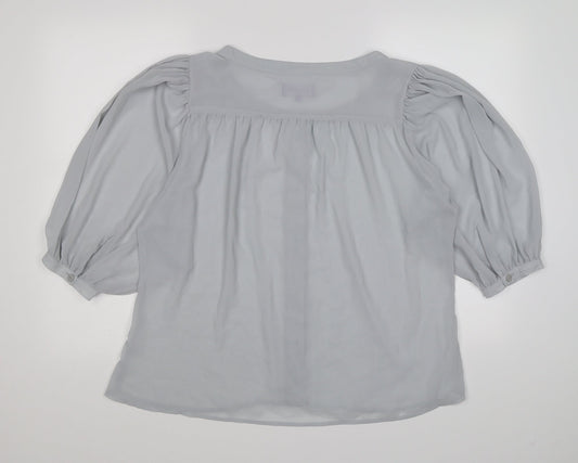 Purple Womens Grey  Chiffon Basic Blouse Size M