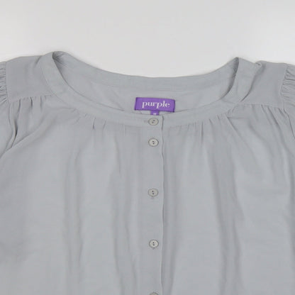 Purple Womens Grey  Chiffon Basic Blouse Size M