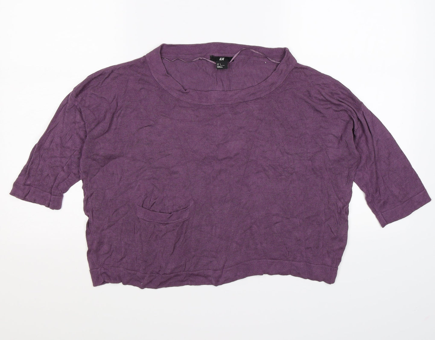 H&M Womens Purple  Knit Pullover Jumper Size S  - cropped