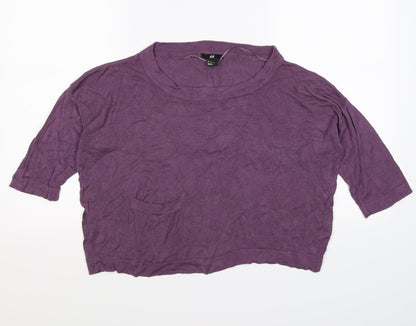 H&M Womens Purple  Knit Pullover Jumper Size S  - cropped