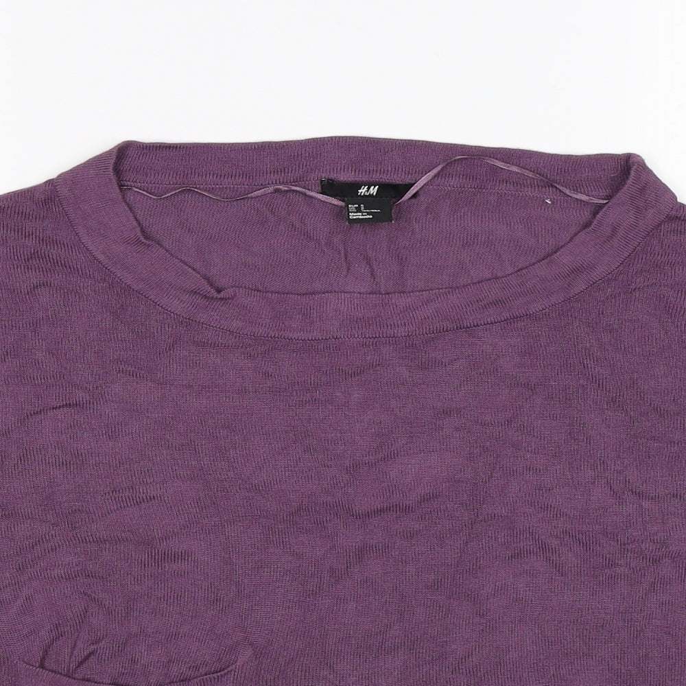 H&M Womens Purple  Knit Pullover Jumper Size S  - cropped