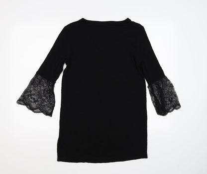 Marks and Spencer Womens Black   Shirt Dress  Size 8  - lace sleeves