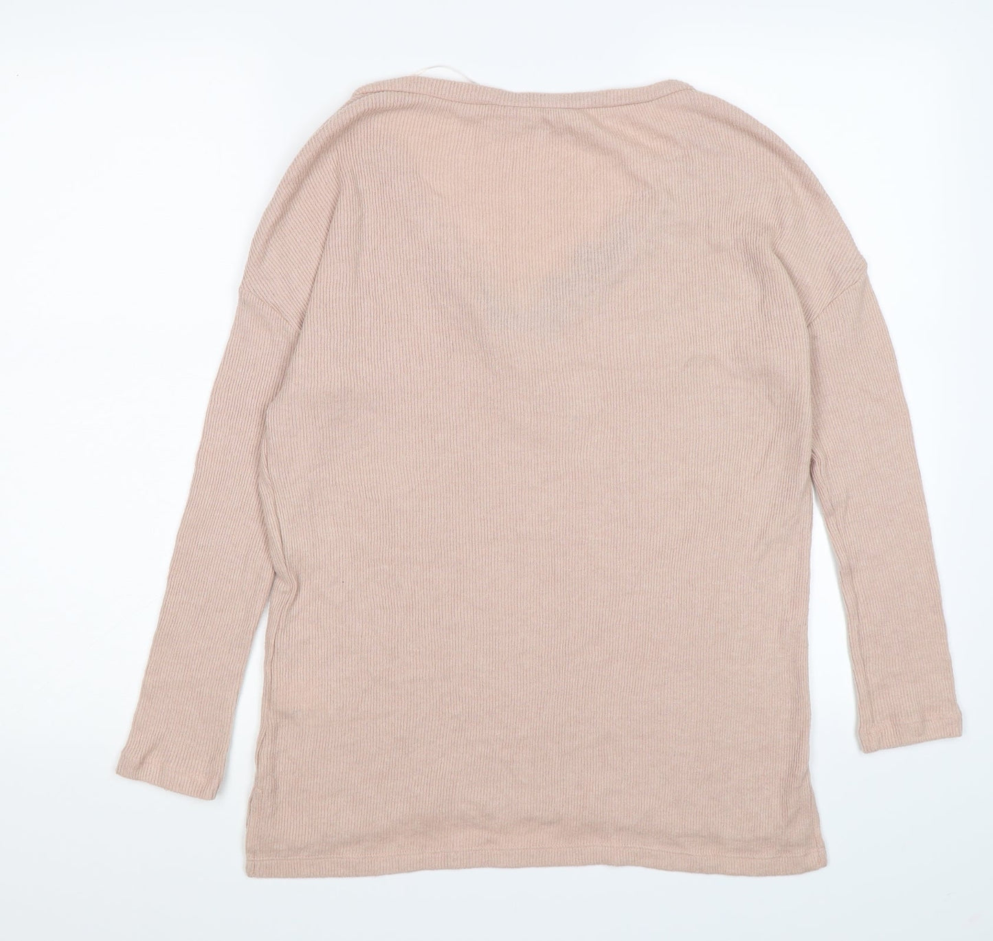 River Island Womens Pink Striped Knit Pullover Jumper Size 6  - lace neckline
