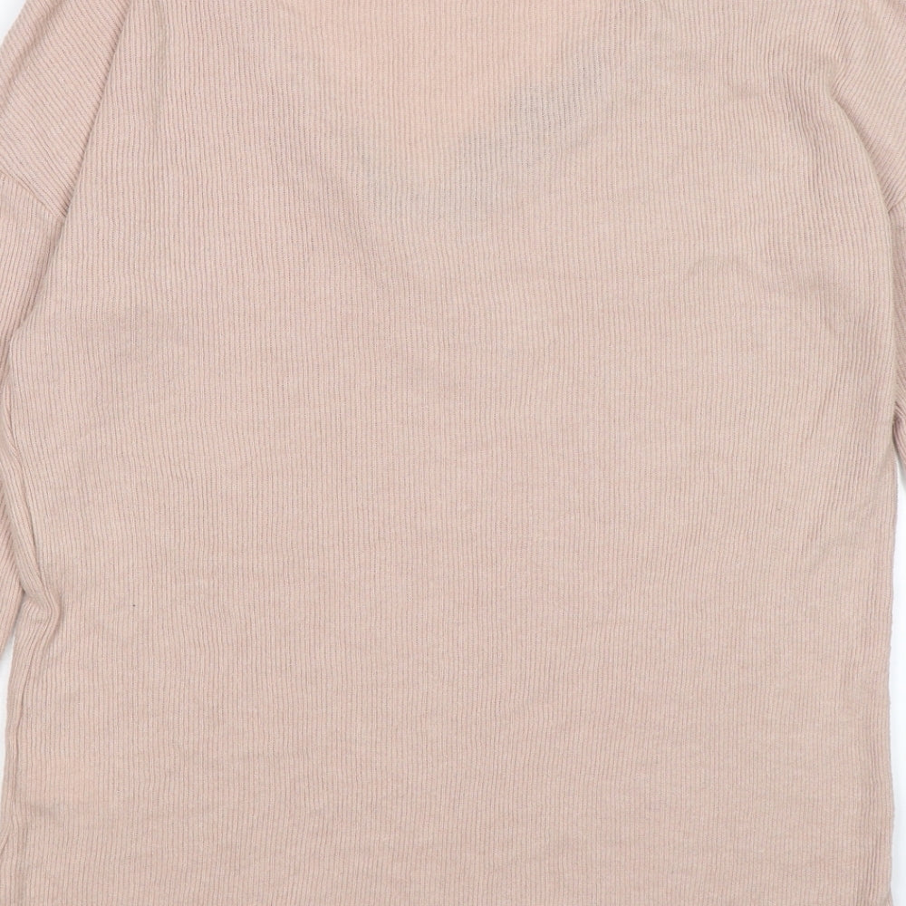 River Island Womens Pink Striped Knit Pullover Jumper Size 6  - lace neckline