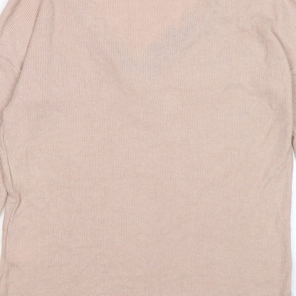 River Island Womens Pink Striped Knit Pullover Jumper Size 6  - lace neckline