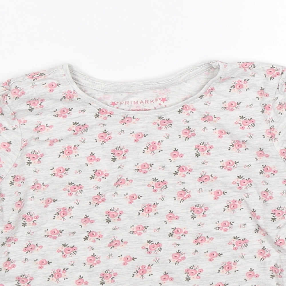 Primark Girls Grey Floral  Jersey Casual Size 4-5 Years