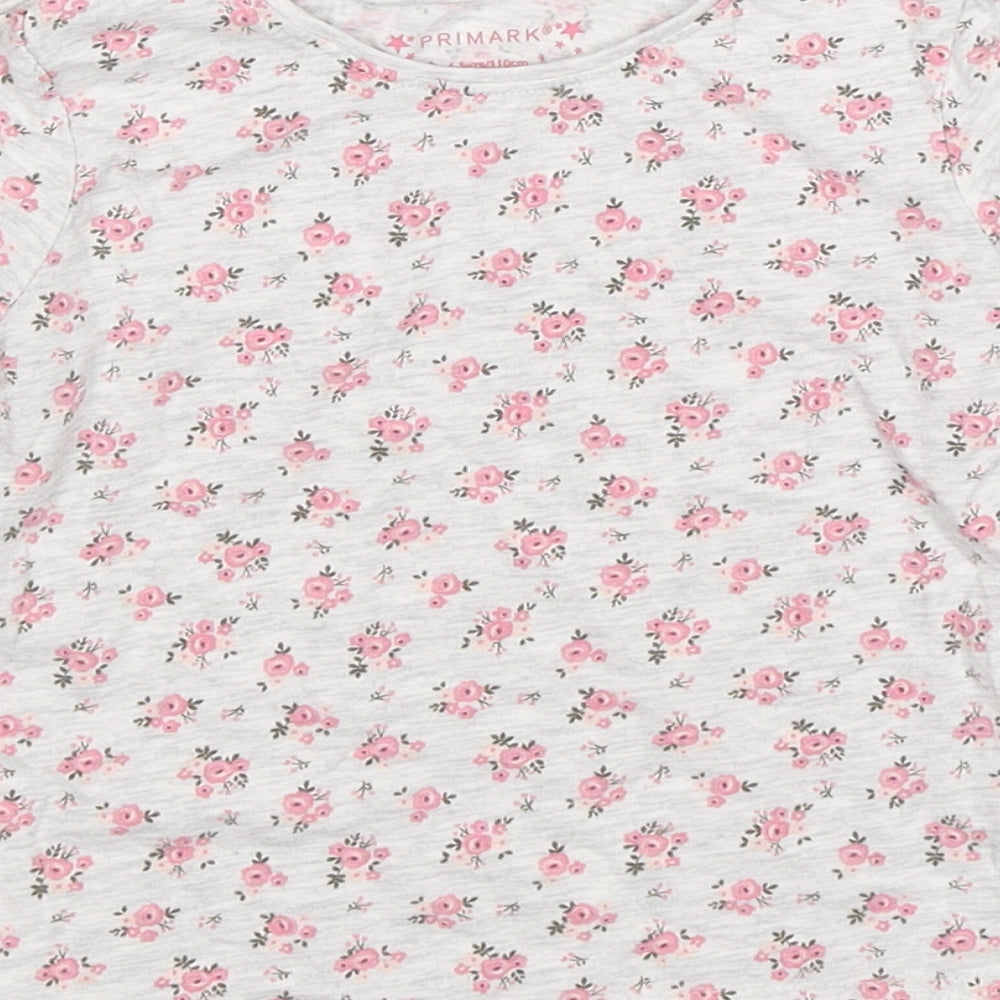 Primark Girls Grey Floral  Jersey Casual Size 4-5 Years