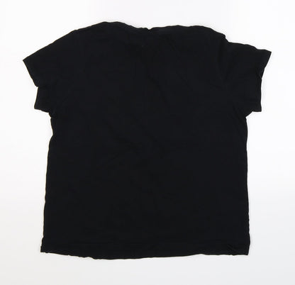 Womens UK Size 12 Papaya Black Basic T-Shirt