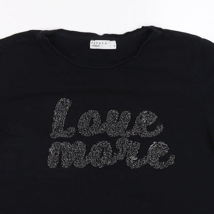 Womens UK Size 12 Papaya Black Basic T-Shirt