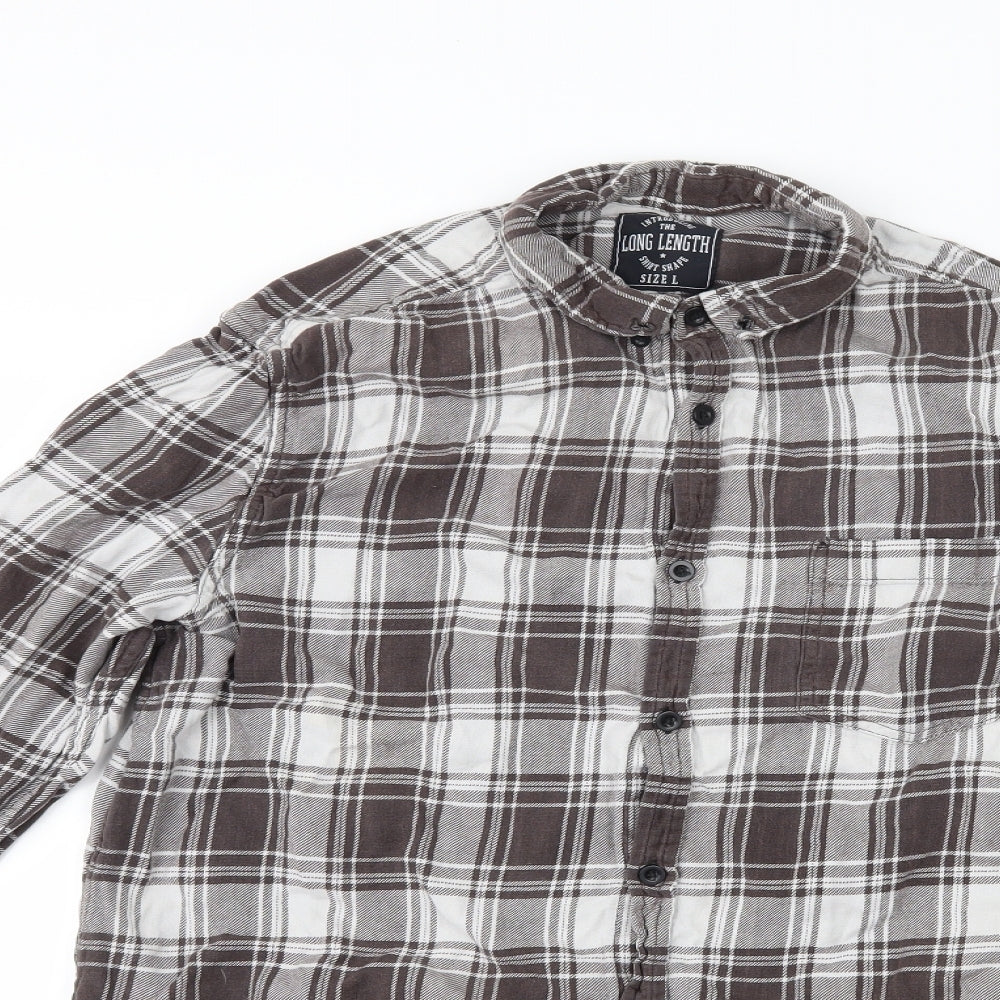 Primark Mens Grey Check   Button-Up Size L