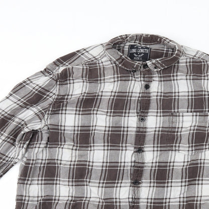 Primark Mens Grey Check   Button-Up Size L