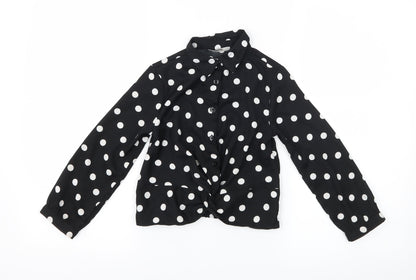George Girls Black Polka Dot  Basic Button-Up Size 4-5 Years  - tie front