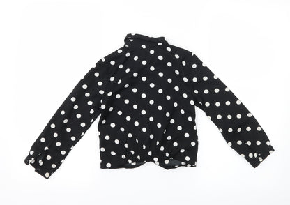 George Girls Black Polka Dot  Basic Button-Up Size 4-5 Years  - tie front