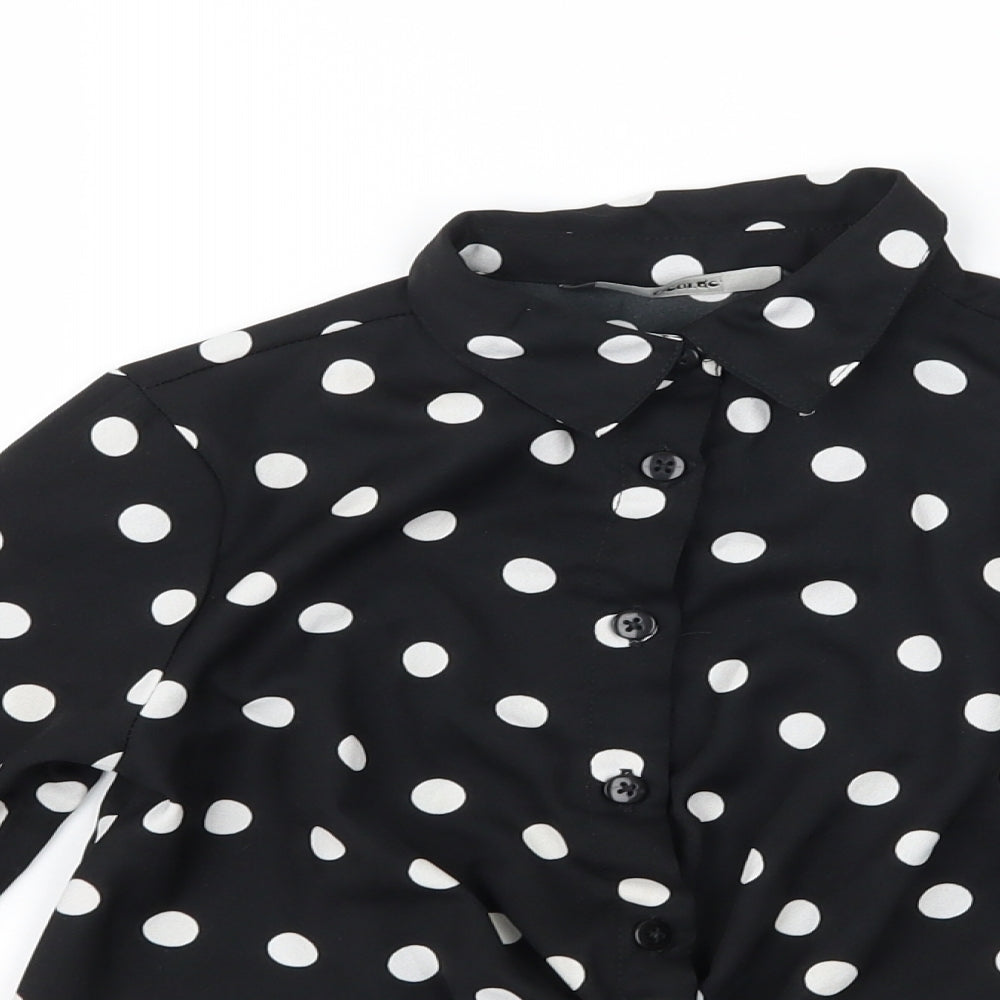 George Girls Black Polka Dot  Basic Button-Up Size 4-5 Years  - tie front