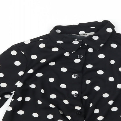 George Girls Black Polka Dot  Basic Button-Up Size 4-5 Years  - tie front