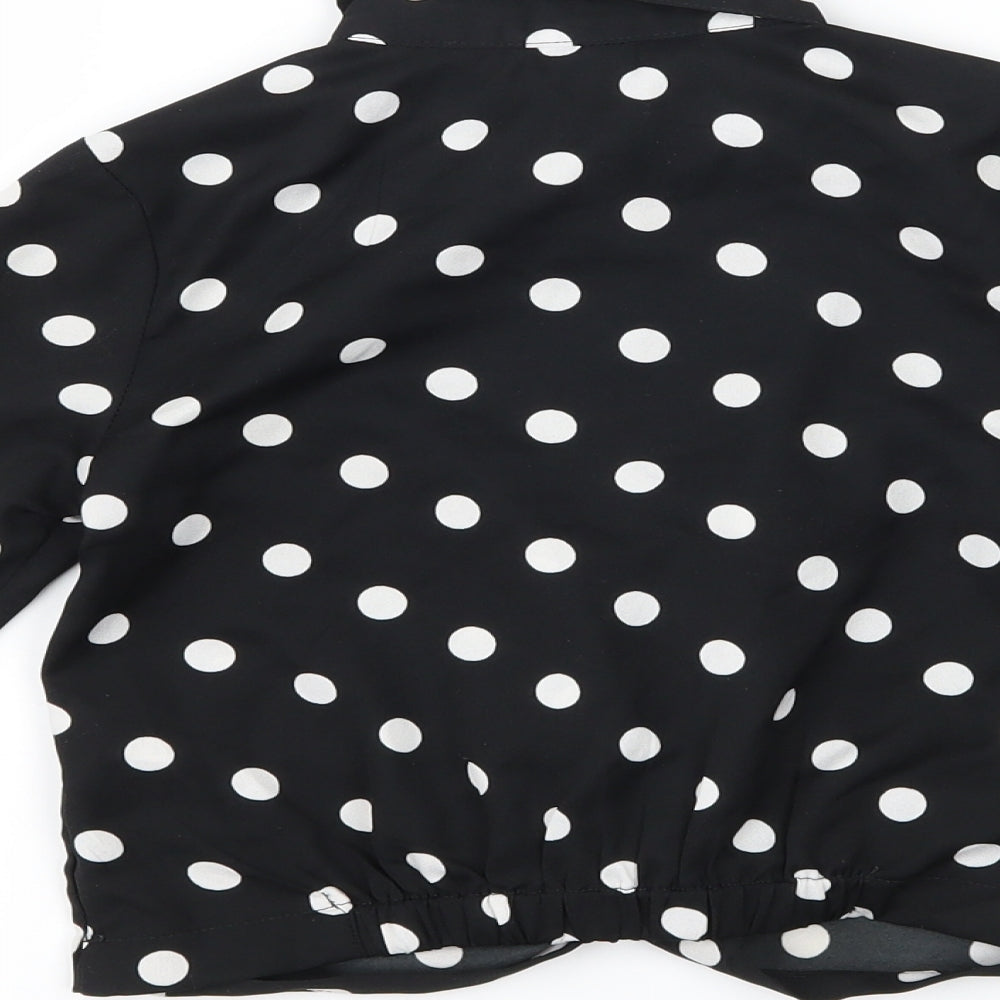 George Girls Black Polka Dot  Basic Button-Up Size 4-5 Years  - tie front
