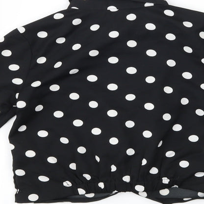 George Girls Black Polka Dot  Basic Button-Up Size 4-5 Years  - tie front