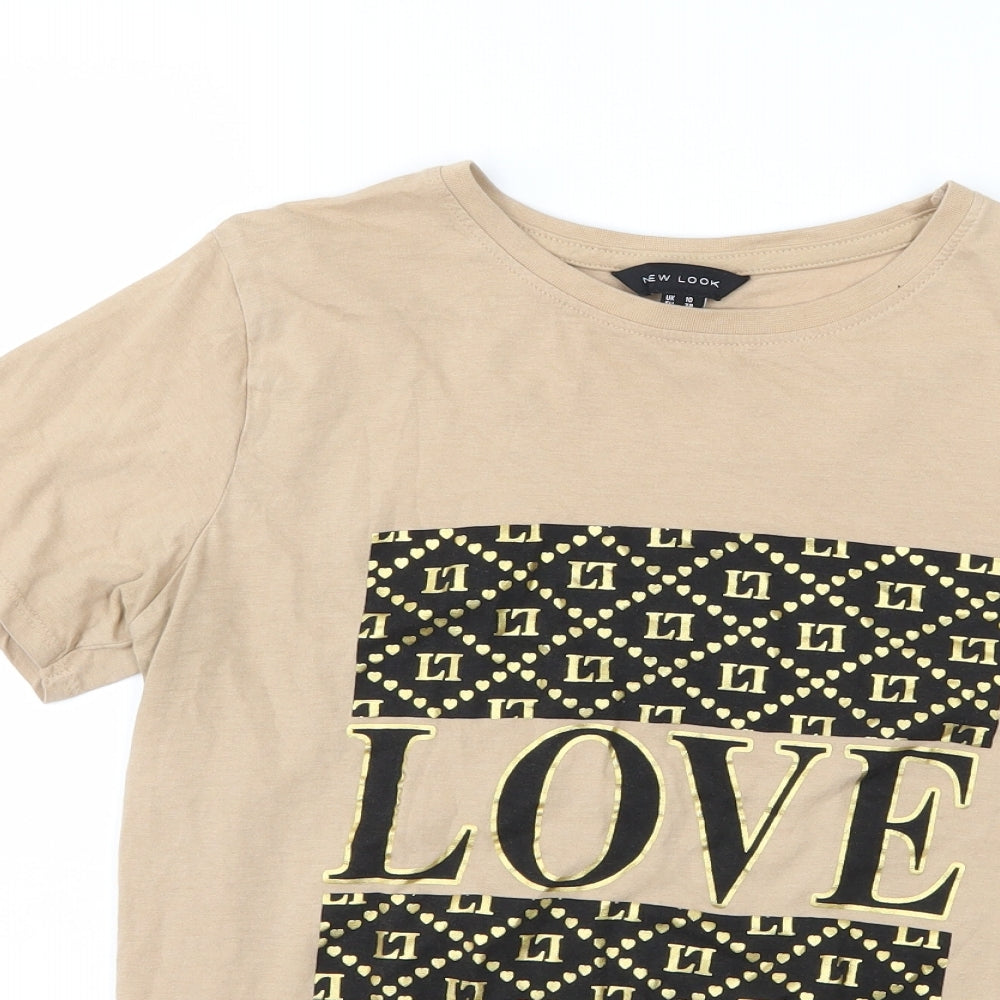 Womens UK Size 10 New Look Brown Basic T-Shirt