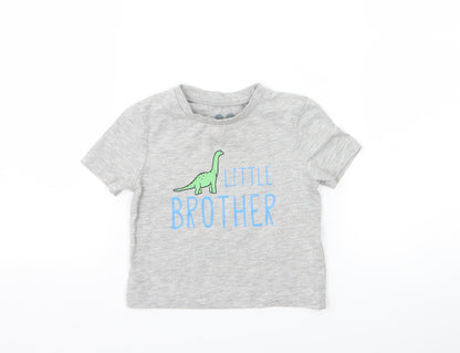 Very  Boys Grey   Basic T-Shirt Size 6-9 Months  - Little Brother