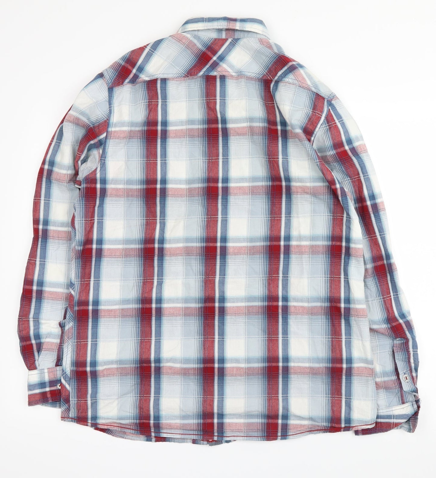 George Mens Red Plaid   Button-Up Size M