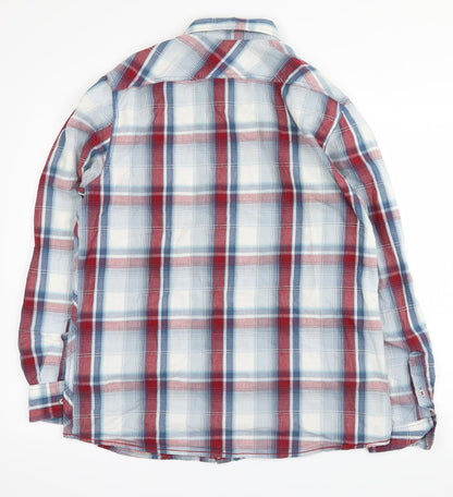 George Mens Red Plaid   Button-Up Size M