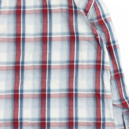 George Mens Red Plaid   Button-Up Size M