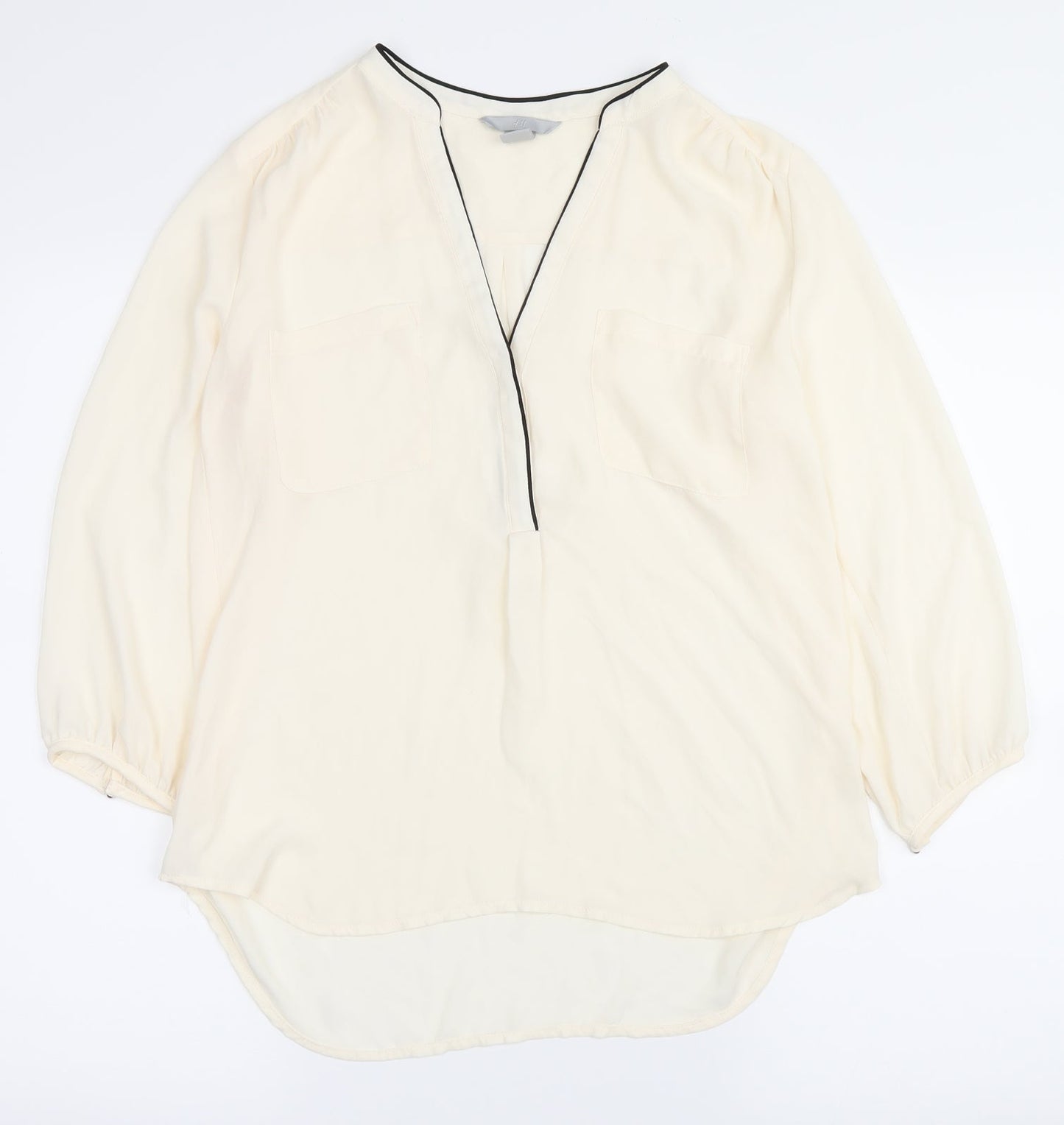 Womens UK Size 8 H&M White Basic Button-Up