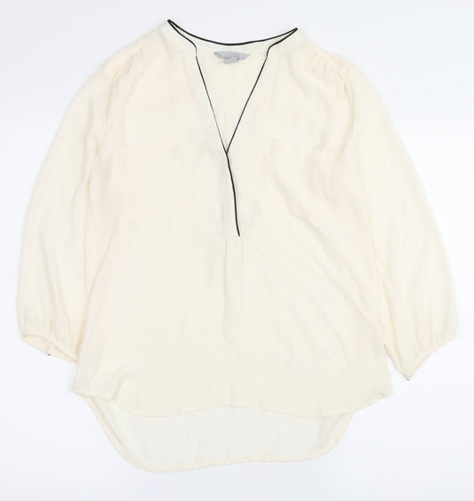 Womens UK Size 8 H&M White Basic Button-Up