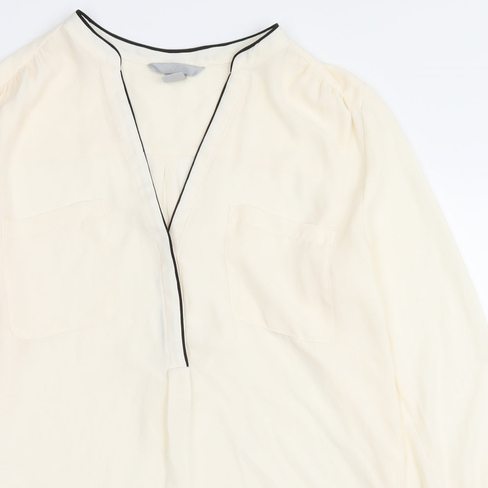 Womens UK Size 8 H&M White Basic Button-Up