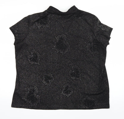 Womens UK Size L Bon Marché Black Basic T-Shirt