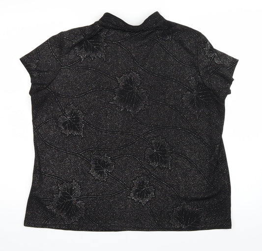 Womens UK Size L Bon Marché Black Basic T-Shirt
