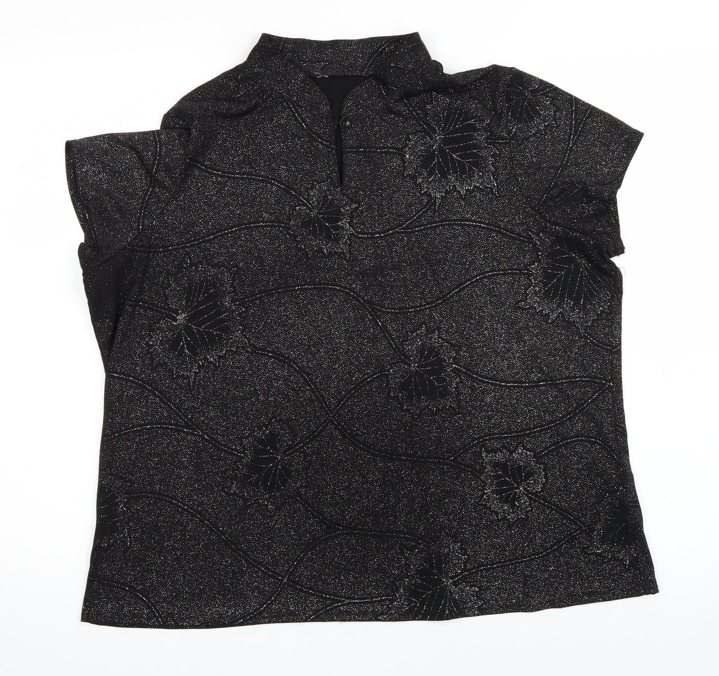 Womens UK Size L Bon Marché Black Basic T-Shirt