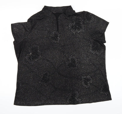 Womens UK Size L Bon Marché Black Basic T-Shirt