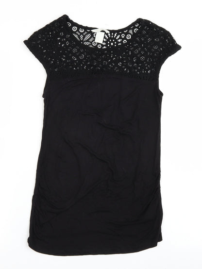 Womens UK Size S H&M Black Basic T-Shirt