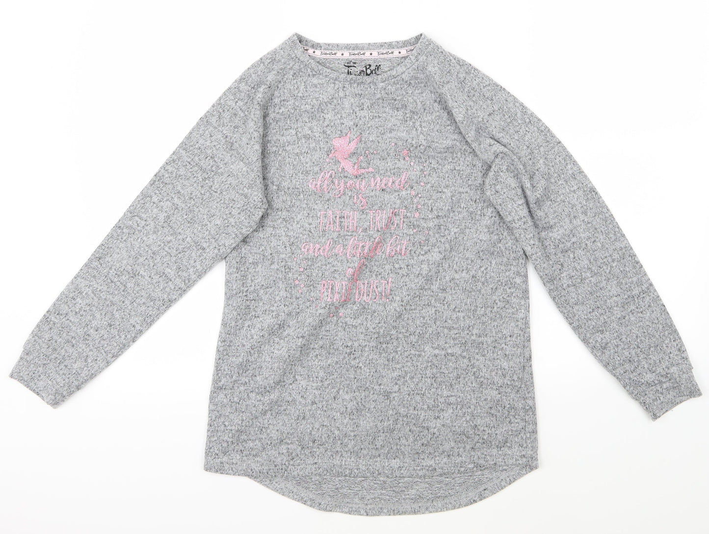 Tinkerbell Girls Grey   Pullover Jumper Size 12-13 Years  - pixie dust