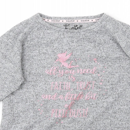 Tinkerbell Girls Grey   Pullover Jumper Size 12-13 Years  - pixie dust