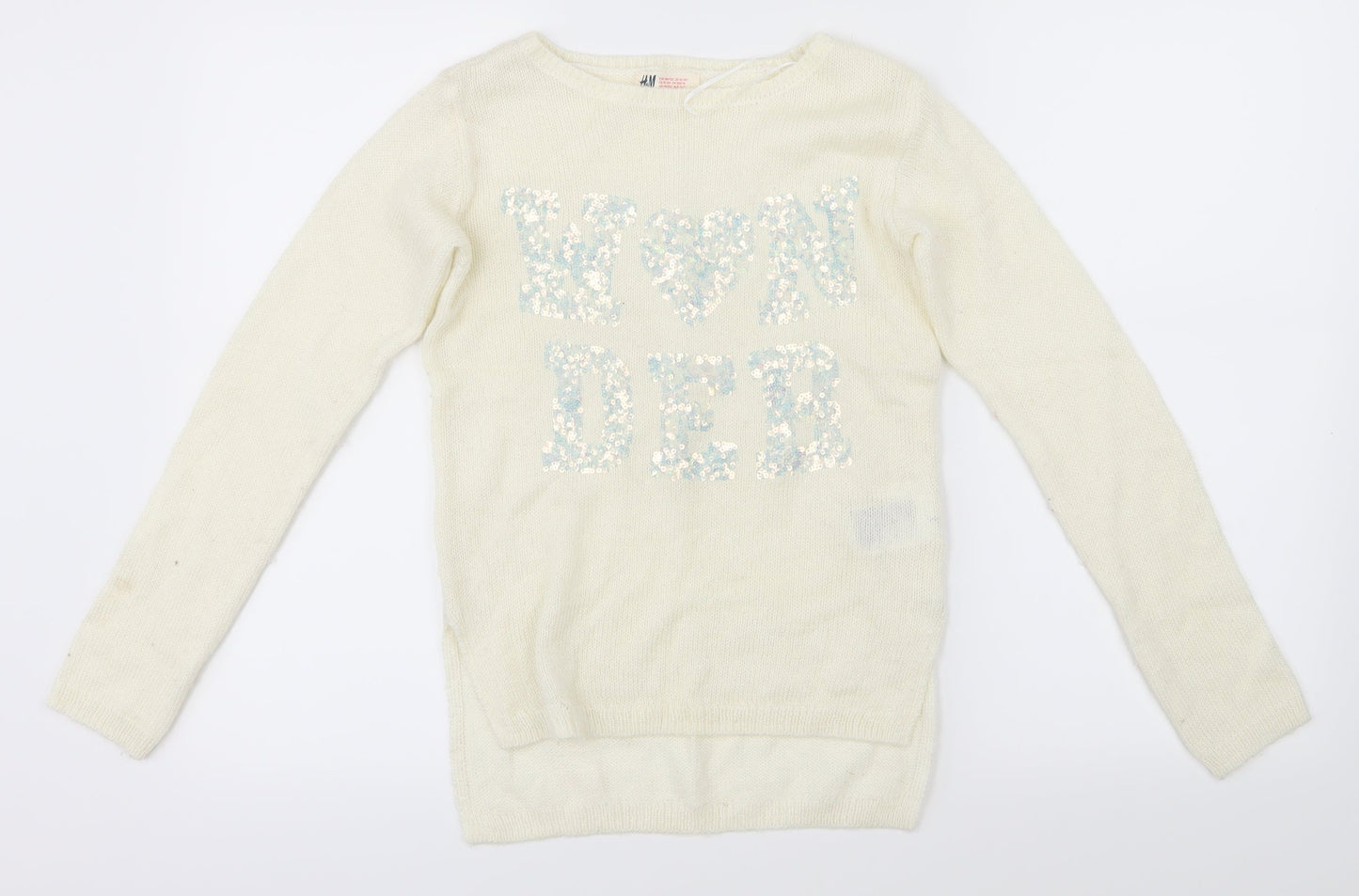 H&M Girls White   Pullover Jumper Size 11-12 Years  - wonder