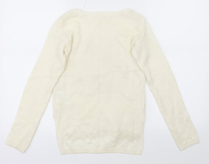 H&M Girls White   Pullover Jumper Size 11-12 Years  - wonder