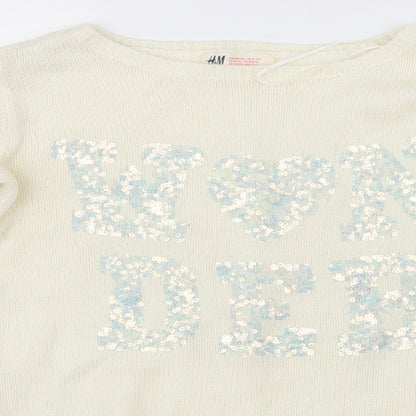 H&M Girls White   Pullover Jumper Size 11-12 Years  - wonder