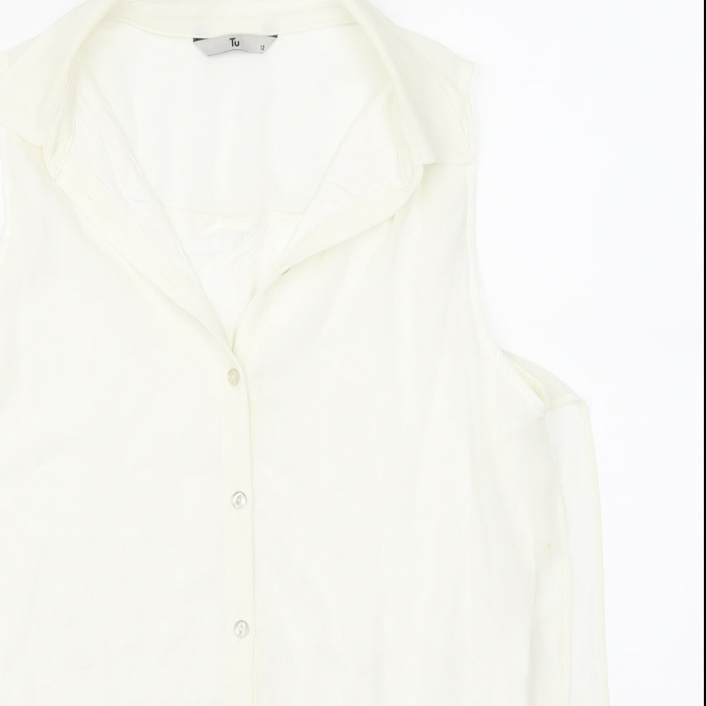 tu  Womens Ivory   Basic Blouse Size 12