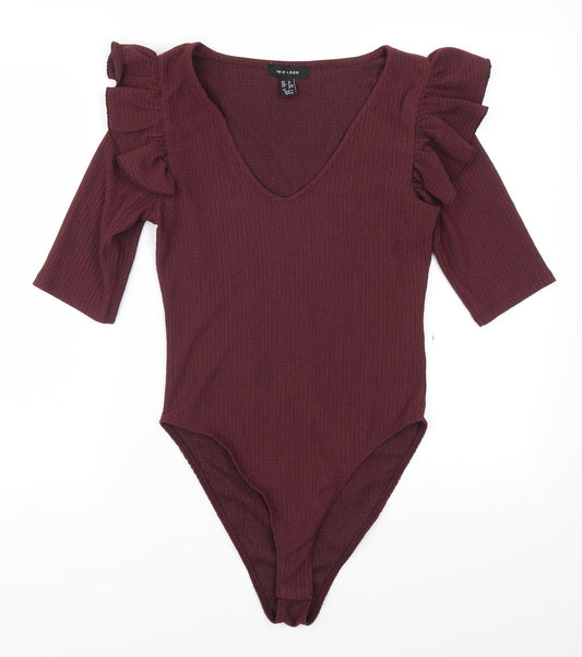 New Look Womens Red   Bodysuit One-Piece Size 10