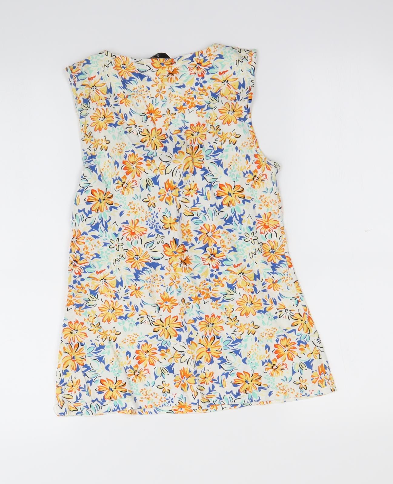 F&F Womens White Floral  Basic Tank Size 6