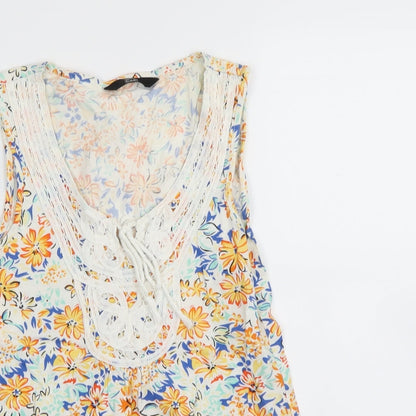 F&F Womens White Floral  Basic Tank Size 6