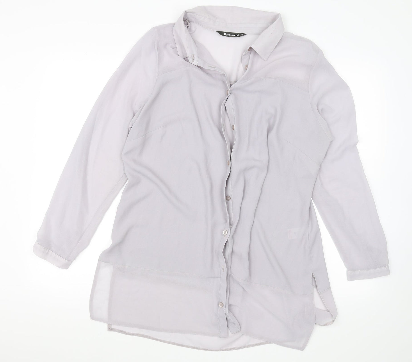 Womens UK Size 18 Bonmarche Grey Basic Button-Up