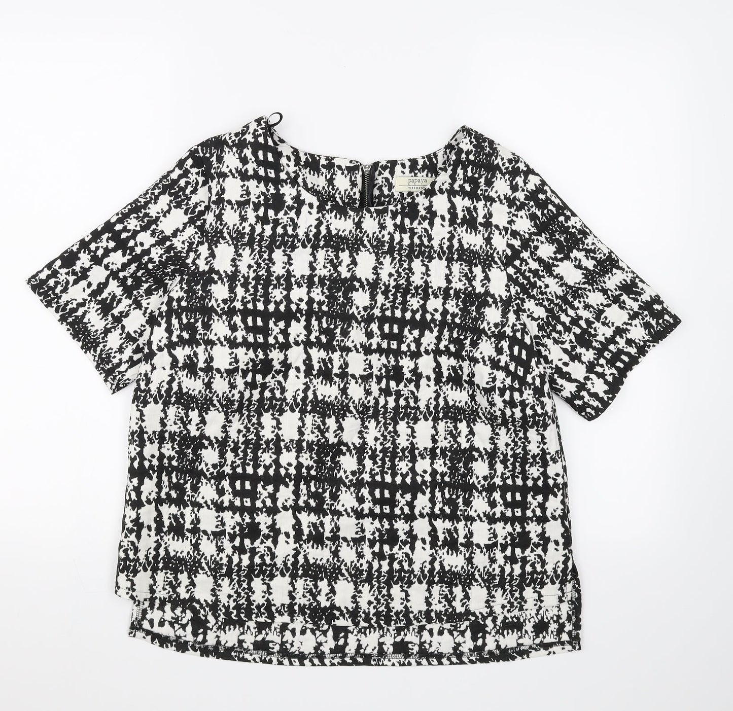 Womens UK Size 12 Papaya Black Basic Blouse