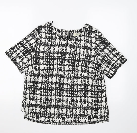 Womens UK Size 12 Papaya Black Basic Blouse