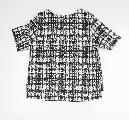 Womens UK Size 12 Papaya Black Basic Blouse