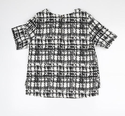 Womens UK Size 12 Papaya Black Basic Blouse