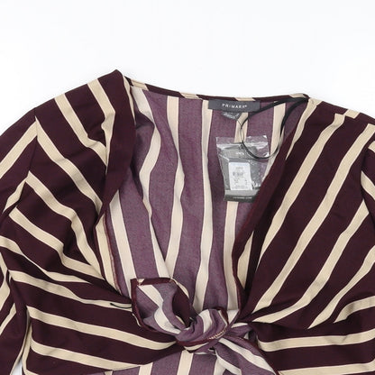 Primark Womens Purple Striped  Cropped Blouse Size 10